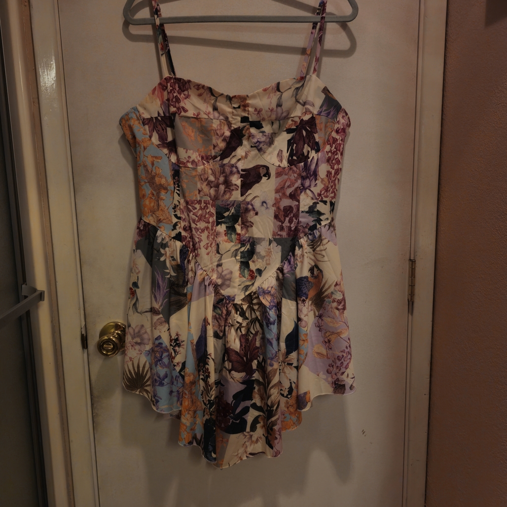 SHEIN Cream Floral Spaghetti-Strap Cami Top